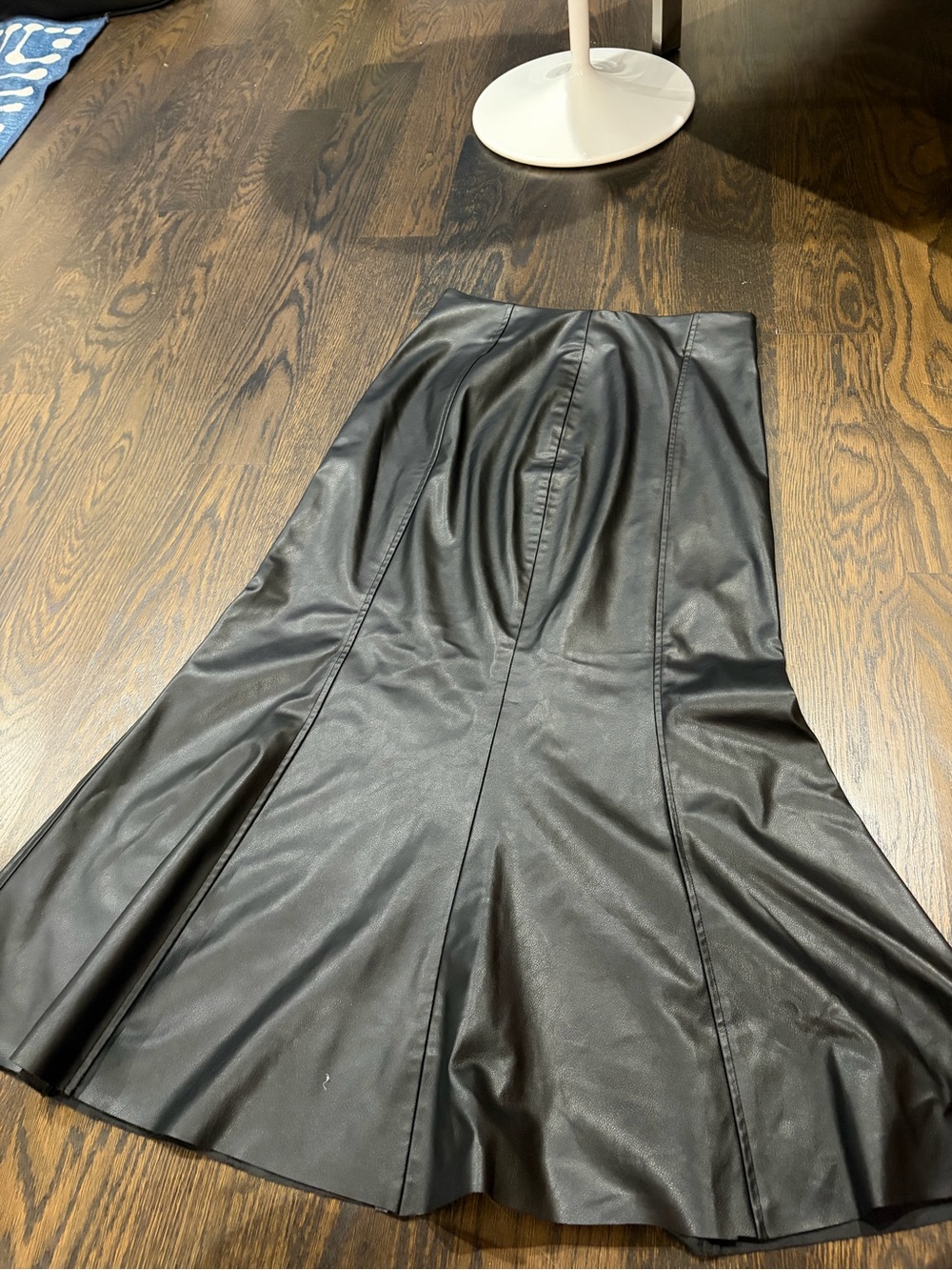 Black Faux Leather Paneled Mermaid Fishtail Maxi Skirt